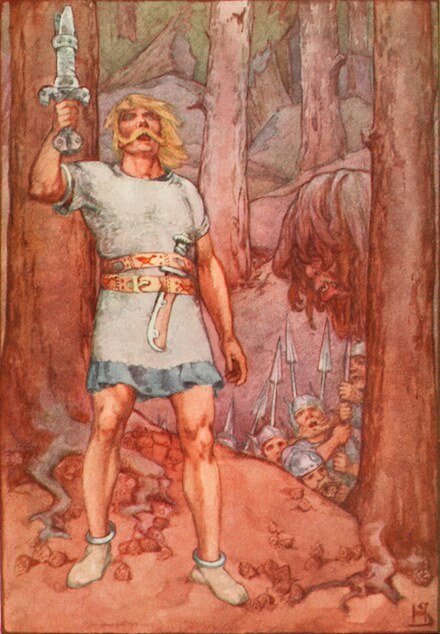 Depiction of Beowulf from a 1915 book of mythology