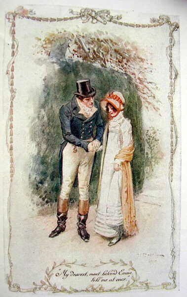 Emma Woodhouse and Mr. Knightley in an illustration from Jane Austen's Emma