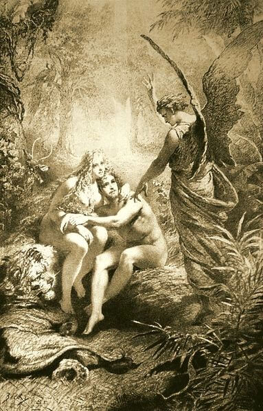 Depiction of Adam and Eve by Mihály Zichy (1861)
