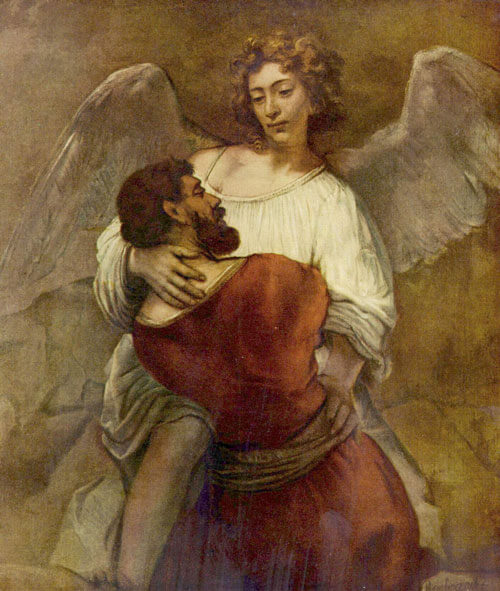 Jacob Wrestling with the Angel (1659), by Rembrandt