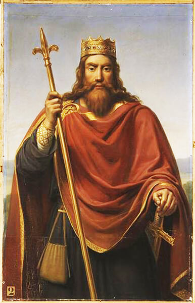 Clovis (Ludwig), king of the Franks in a painting by Dejuinne (1835)