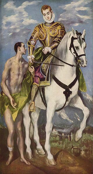Depiction of Saint Martin splitting his cloak by El Greco (1599)