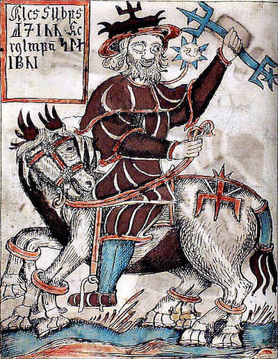 Depiction of Odin from an 18th-century Icelandic manuscript