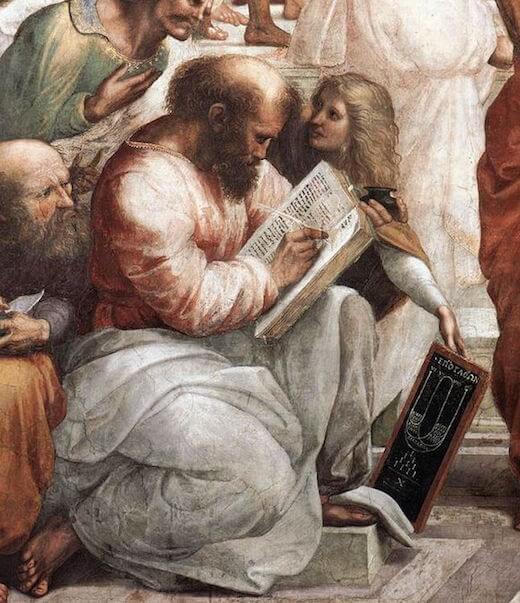 Detail showing Pythagoras from The School of Athens by Raphael (1508)