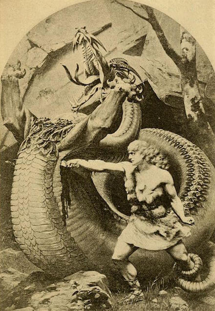 Depiction of Sigurd slaying Fafnir (1900)