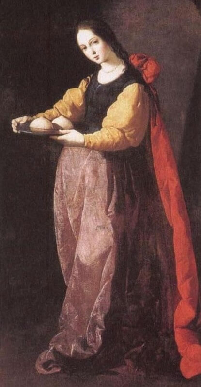Depiction of Saint Agatha by Francisco de Zurbarán (1633)