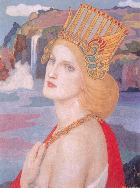Painting depicting Aoife by John Duncan (c. 1915)