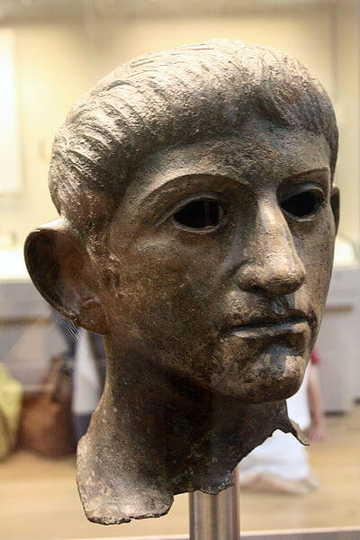 Bronze head of emperor Claudius