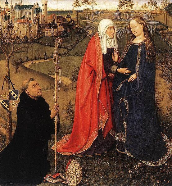 The Visitation by Daret (1435), with Saint Elizabeth in the center