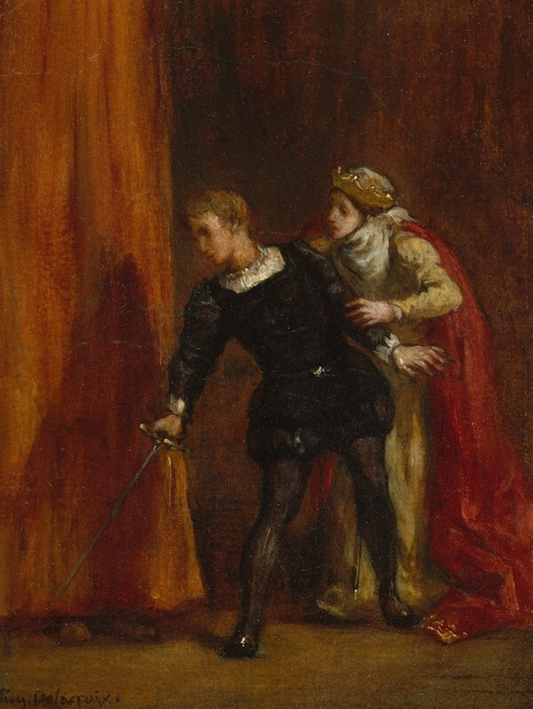 Hamlet and His Mother (Gertrude) by Eugène Delacroix (1830)