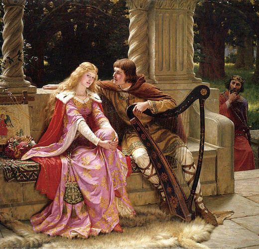 Tristan and Isolde in a painting by Edmund Leighton (1902)