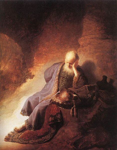 Jeremiah Lamenting the Destruction of Jerusalem by Rembrandt (1630)