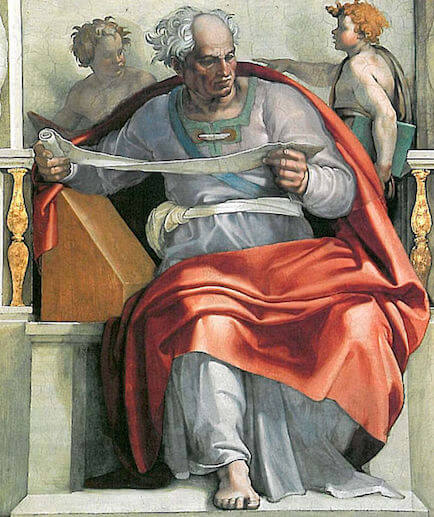 Joel the Prophet from the ceiling of the Sistine Chapel (1512)