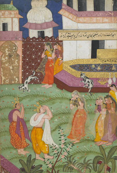 Bharata and Satrughna come to console Kausalya (c. 1600)