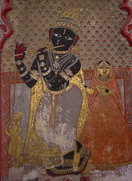 14th-century fresco depicting Krishna